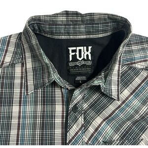Fox Racing‎ Men's Shirt Size Large Plaid Embroidered Skater Motocross Y2K